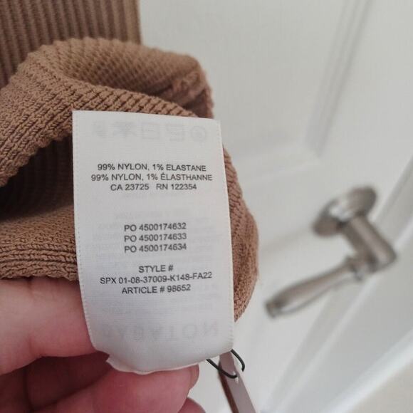 Babaton Sculpt Knit V Neck Mini Dress XL Camel NWOT - Picture 6 of 8